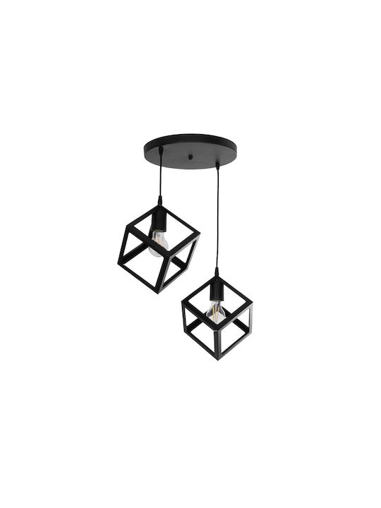GloboStar Dise Hängelampe Schwarz mit Fassung E27 30x30x70cm.