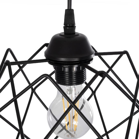GloboStar Solon Pendant Light Black Grid with Socket E27 22x22x70cm
