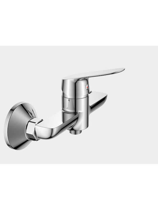 Inter Ceramic Αναμεικτική Μπαταρία Ντουζιέρας Πλήρες Σετ Ασημί