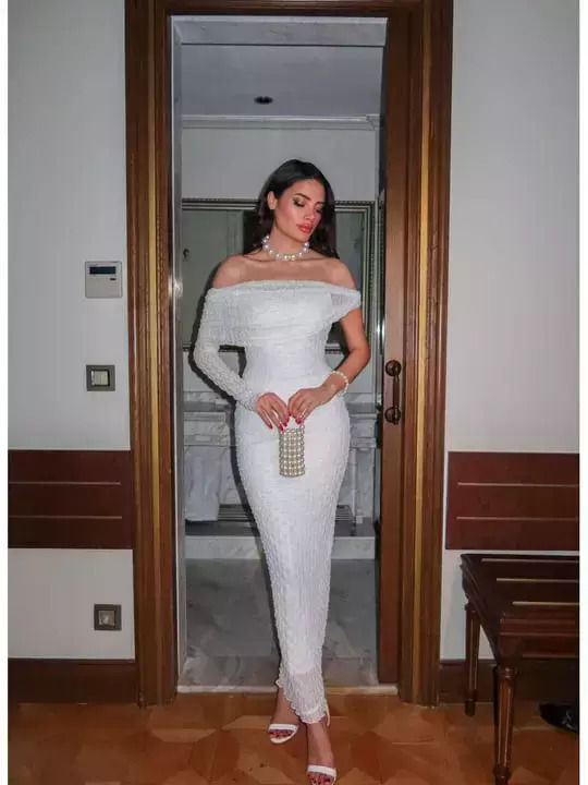 Maxi Damenkleid Für Hochzeit - Taufe Mit Tüll Weiß