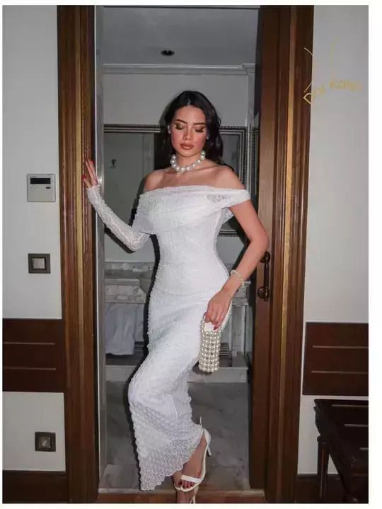 Maxi Damenkleid Für Hochzeit - Taufe Mit Tüll Weiß