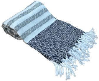 Linea Home Beach Towel Pareo Cotton Grey With Fringes 90x170cm