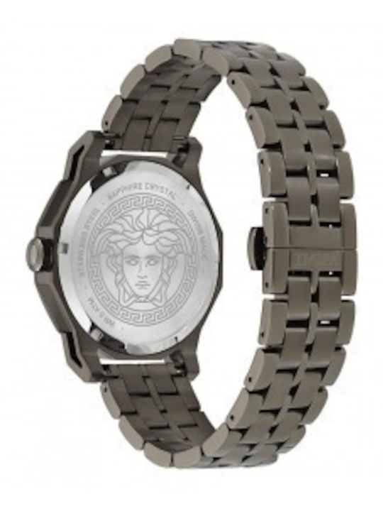 Versace Medusa Deco Men's Watch Battery with Gray Metal Bracelet