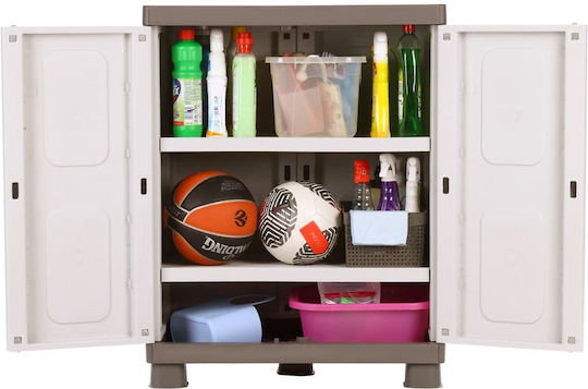 Double Door Wardrobe Ivi Plastic with 2 Shelves Beige / White 73x44x96cm