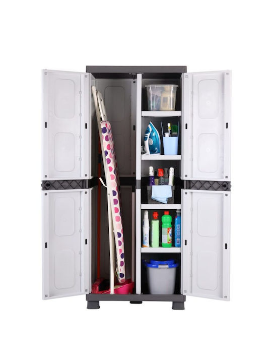 Dulap cu două uși Aria Plastic cu Separator & 4 Rafturi Gri/Antracit 73x44x179cm