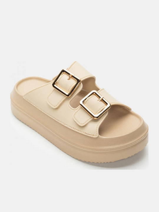 Sandale Casual Damă Flatforme Bej