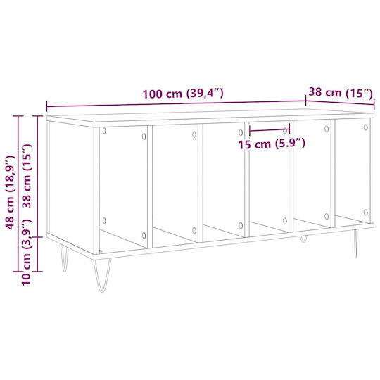 vidaXL Records Hi-Fi Furniture Brown 38x100x48cm