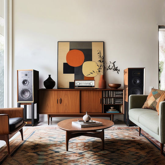 Wharfedale Super Linton mit Ständern Paar Hi-Fi Lautsprecher Boden 200W 3 Anzahl von Fahrern B24.6xT29.5xH36cm. Walnut