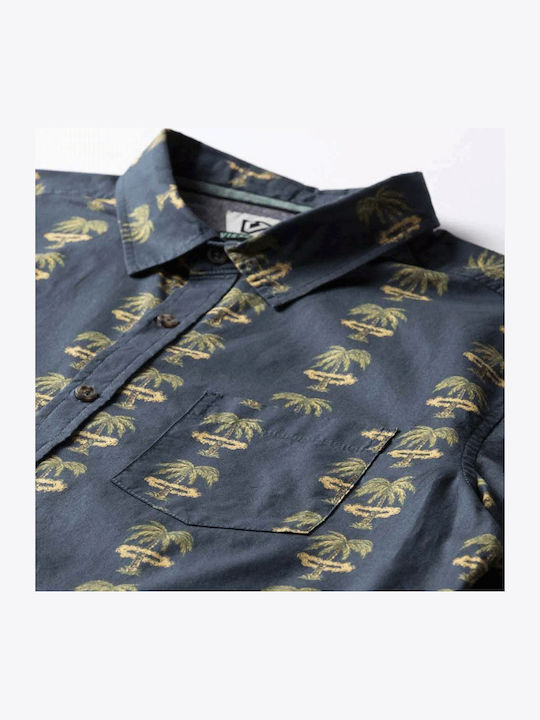 Cu mânecă scurtă Bumbac Cămașă Dark Blue