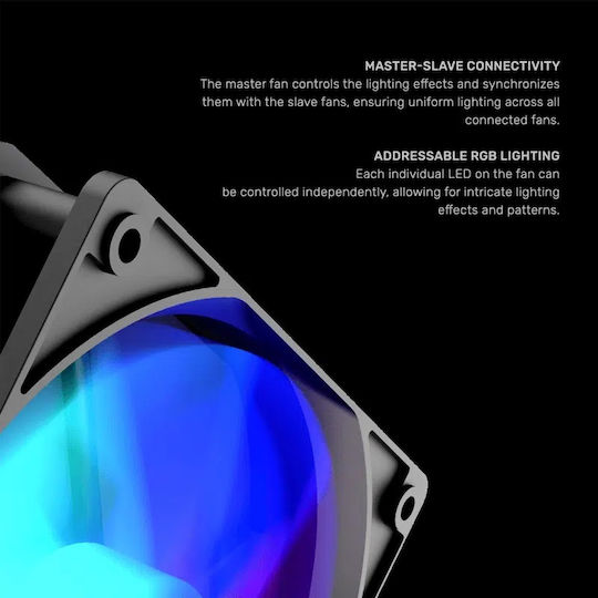 Armaggeddon Gehäuselüfter 120mm (1200rpm / 33,84cfm) mit ARGB Beleuchtung 4 Stück