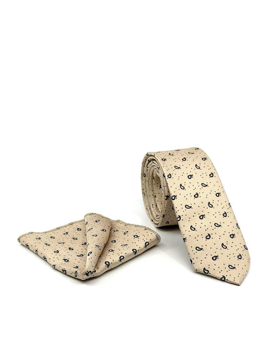 Legend Accessories Set de Cravată pentru Bărbați Tipărit în Culorea Bej