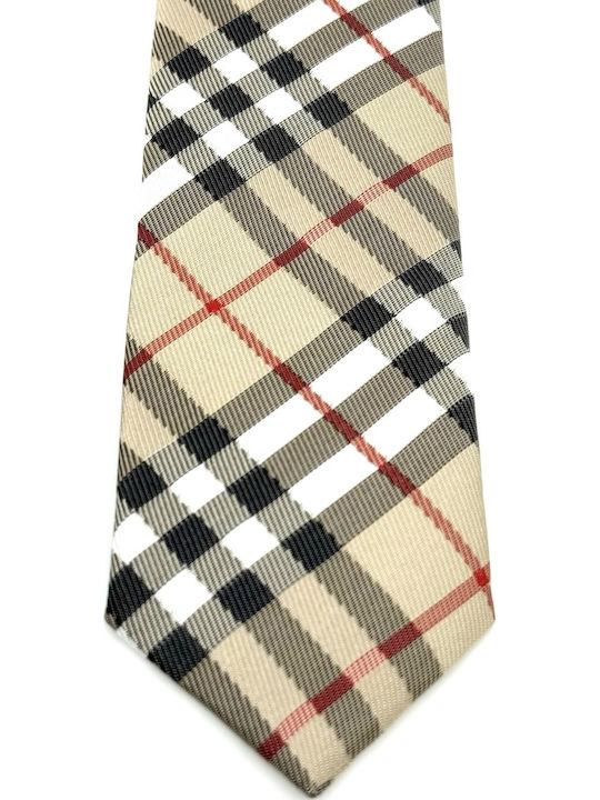 Legend Accessories Set of Men's Silk Printed Tie in Beige Colour