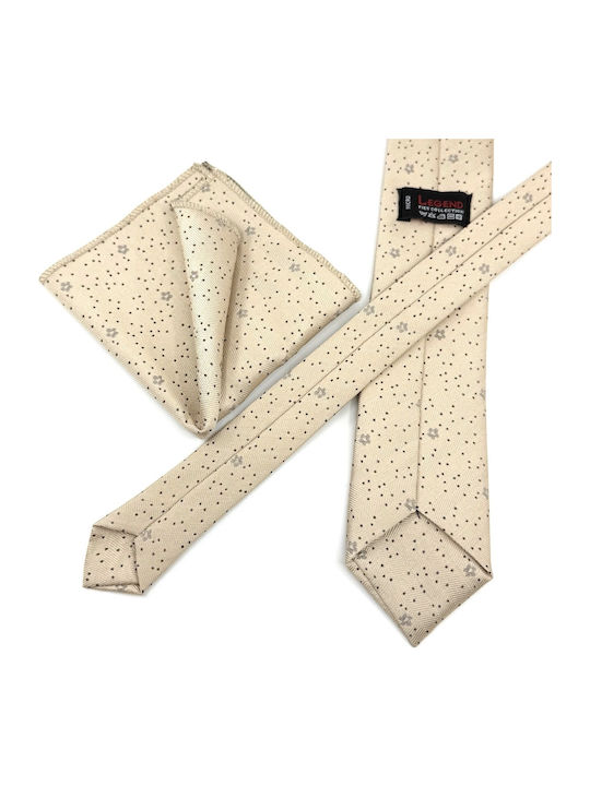 Legend Accessories Set de Cravată pentru Bărbați Tipărit în Culorea Bej