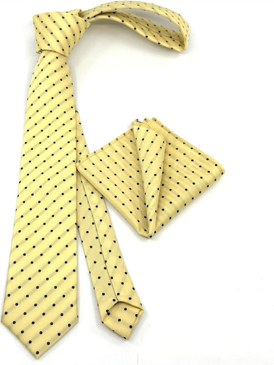 Legend Accessories Σετ Ανδρικής Γραβάτας με Σχέδια σε Κίτρινο Χρώμα