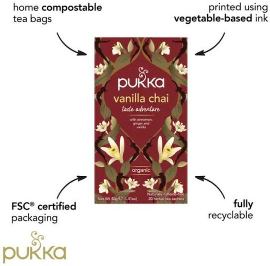 Pukka Vanilla Chai Μείγμα Βοτάνων Βιολογικό Προϊόν 20 Φακελάκια 40gr