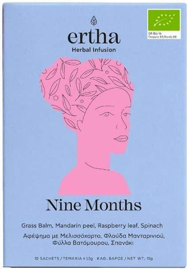 Ertha Nine Months Honeysuckle Organic Product with Melissa, Mandarin Peel, Raspberry Leaves, Spinach 10 Bags 15gr