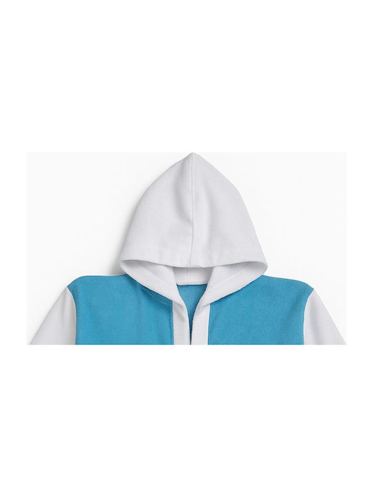 Domina Παιδικό Μπουρνούζι Turquoise White με Κουκούλα