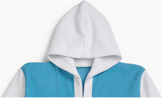 Domina Kids Hooded Bathrobe Turquoise White