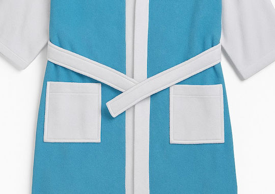 Domina Kids Hooded Bathrobe Turquoise White