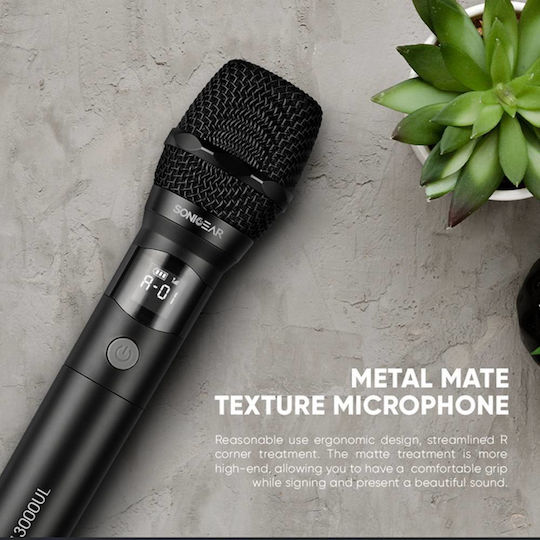 Sonic Gear WM 3000UL Ασύρματο Μικρόφωνο Χειρός για Φωνητικά σε Γκρι Χρώμα Obsidian