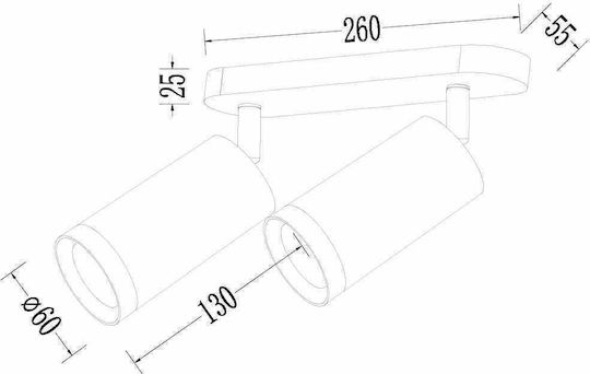 Eko Light Διπλό Σποτ με Ντουί GU10 σε Λευκό Χρώμα