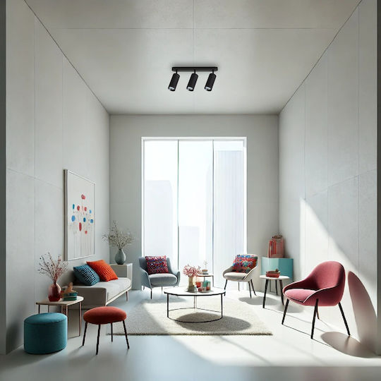 Eko Light Triplu Spot cu Soclu GU10 în Culoare Negru
