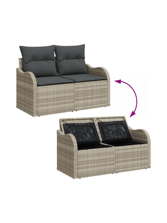 Zweisitziges Sofa Außenbereich Rattan mit Kissen 55x55x37cm