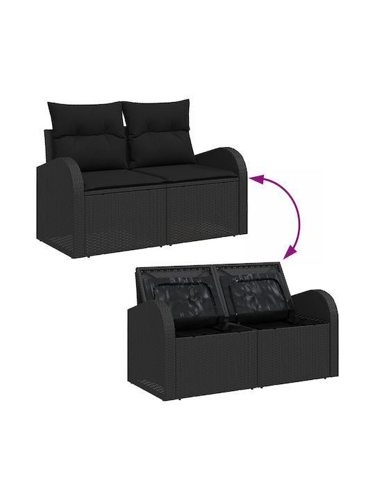Two-Seater Outdoor Sofa Rattan with Cushions 55x55x85cm