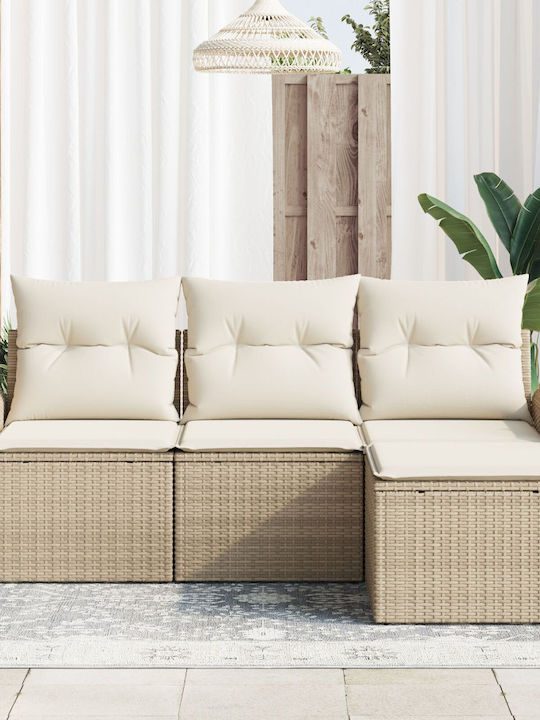 Corner Sofa Outdoor Rattan with Pillows 55x55x37cm