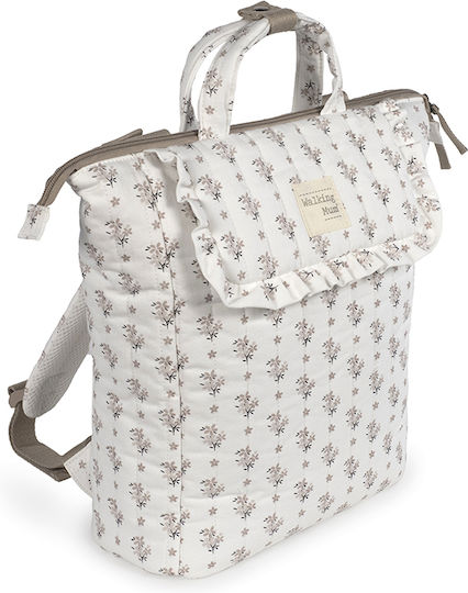 Walking Mum Backpack Diaper Bag Botton Flowers Beige 36x26x12cm