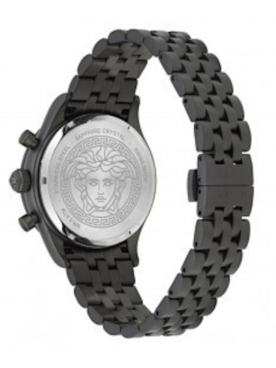 Versace Hellenyium Ανδρικό Ρολόι Μπαταρίας με Μαύρο Μεταλλικό Μπρασελέ