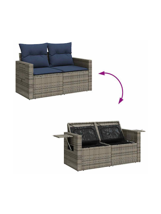 Ecksofa Außenbereich Rattan mit Kissen 55x55cm