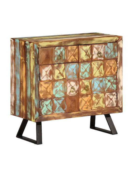 Sideboard made of Solid Wood & Metal with Drawers Colorful 70x35x70cm