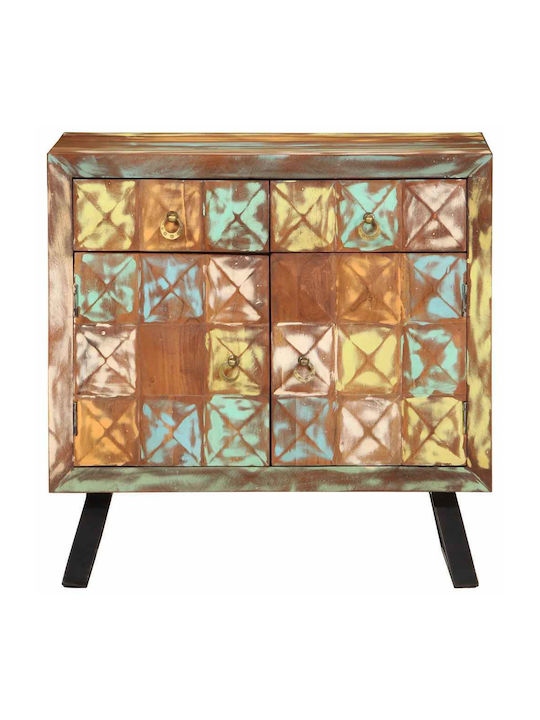 Sideboard made of Solid Wood & Metal with Drawers Colorful 70x35x70cm