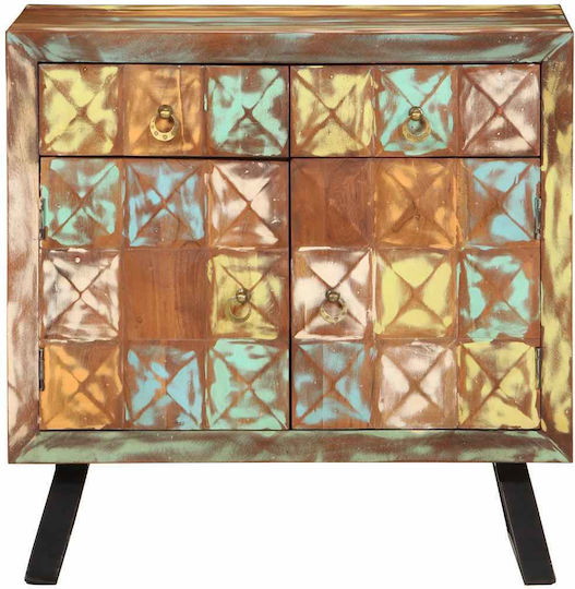 Bufet din Lemn Masiv & Metal cu Sertare Multicolor 70x35x70cm