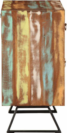 Bufet din Lemn Masiv & Metal cu Sertare Multicolor 70x35x70cm