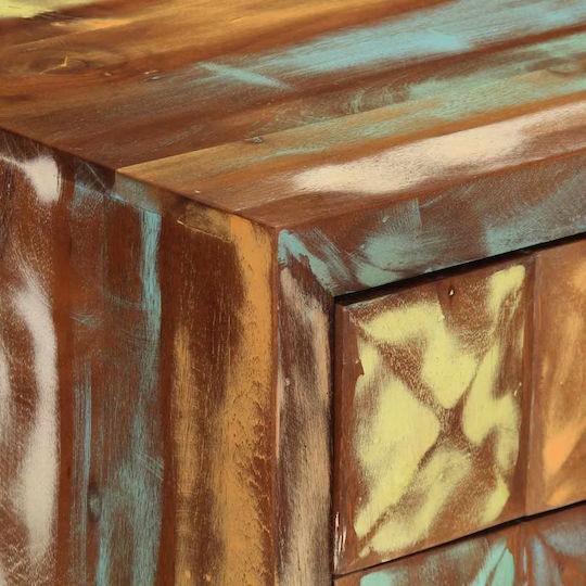 Bufet din Lemn Masiv & Metal cu Sertare Multicolor 70x35x70cm