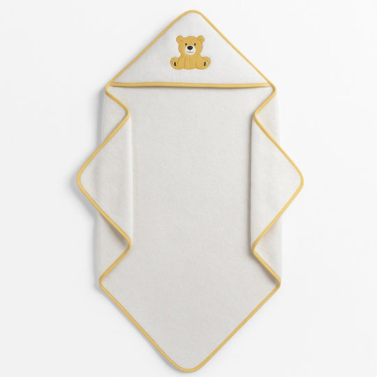 Beboulino Baby Hooded Towel with Hood Bear Yellow 90x90cm