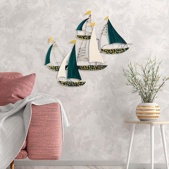 Kadirga Wall Decor 930dyu1191 77x91cm White-green-gold Wallity Metal