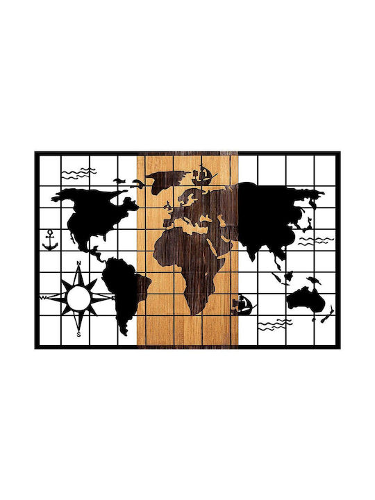 Asir Group Mixed Art Black Wooden Wall Decor 90x3x58cm