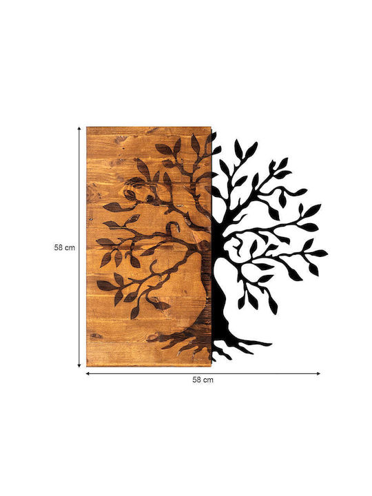 Megapap 3D Gemischte Kunst Schwarzes aus Holz 58x3x58cm