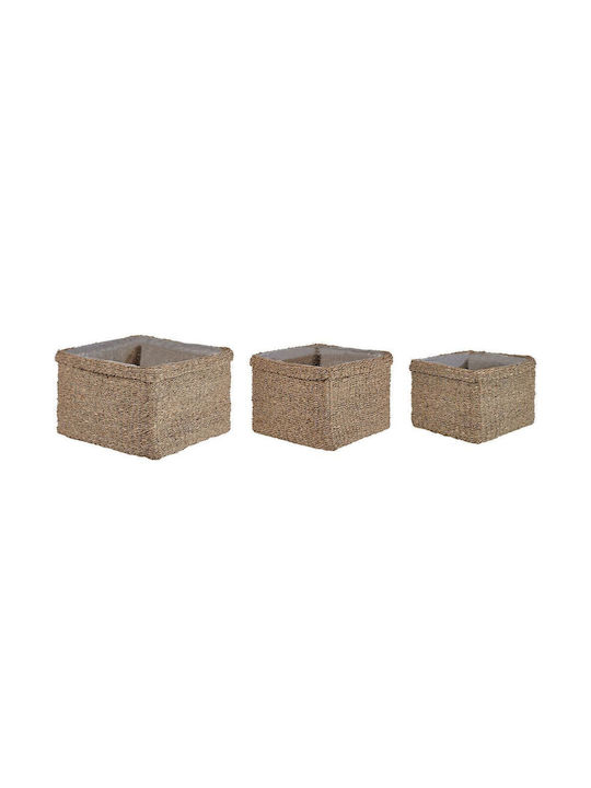 Beliani Set of Decorative Baskets Straw Beige 3pcs