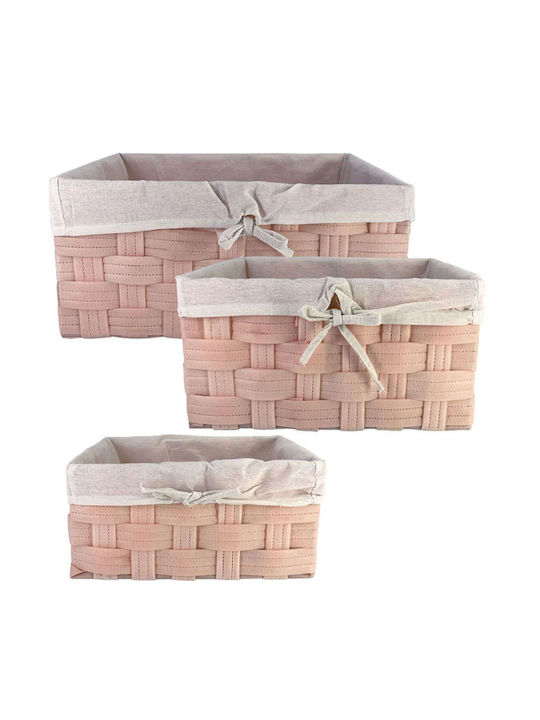 Marhome Set of Decorative Baskets Fabric White 3pcs