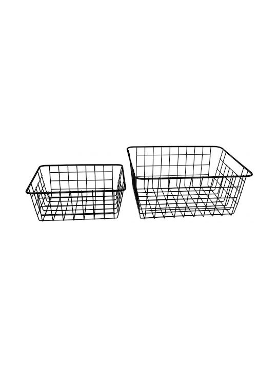 Black Metal Basket 32cm 32x25x14cm Monochrome Sidirella