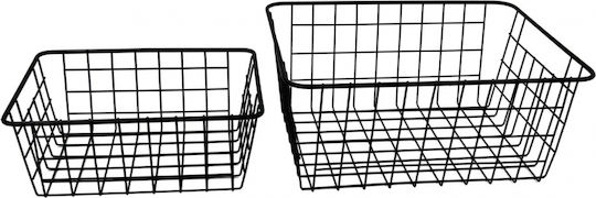 Black Metal Basket 32cm 32x25x14cm Monochrome Sidirella