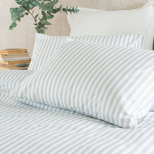 Rythmos Cotton Duvet Cover Set 160x250cm Single With Pillowcase Eloise Green
