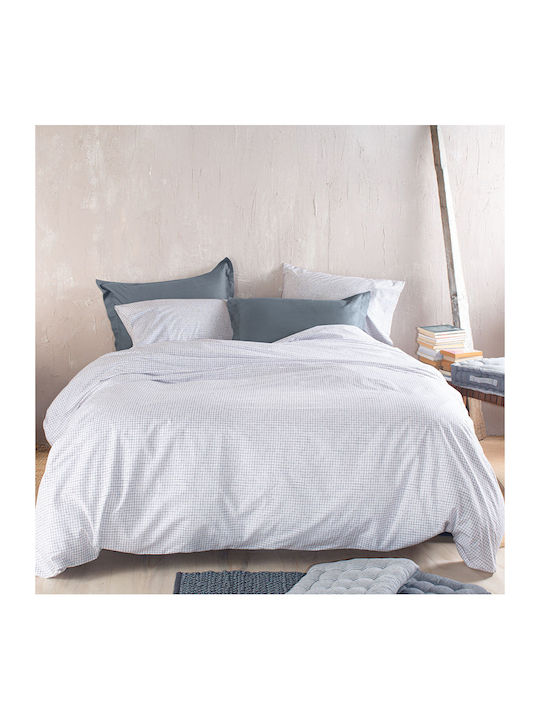 Rythmos Bettbezug-Set Baumwolle Übergröße mit 2 Kissenbezügen 225x250 Pacify White