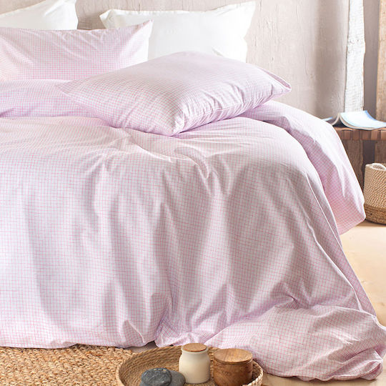 Rythmos Pacify Σετ Παπλωματοθήκη Βαμβακερή 160x250cm Μονή με Μαξιλαροθήκη Ροζ