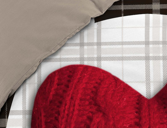 Douceur d'Intérieur Duvet Cover Set Cotton Queen with 2 Pillowcases 220x240 Love Mountain Brown