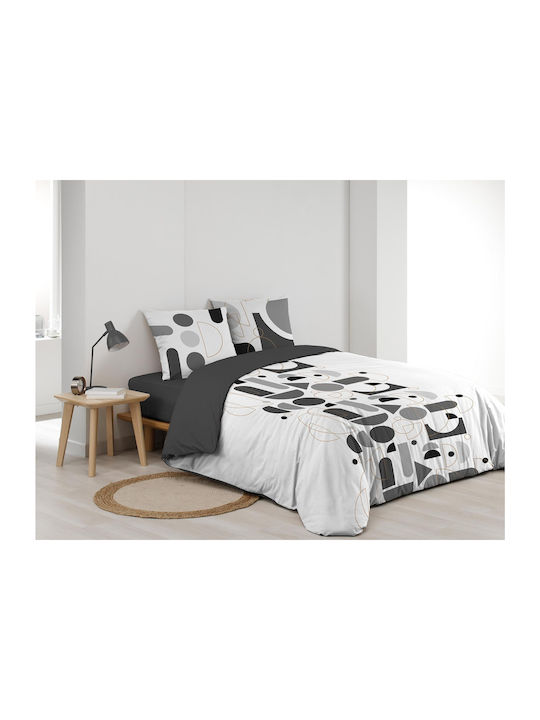 Douceur d'Intérieur Bettbezug-Set Baumwolle Übergröße mit 2 Kissenbezügen 220x240 Chilipop Gray